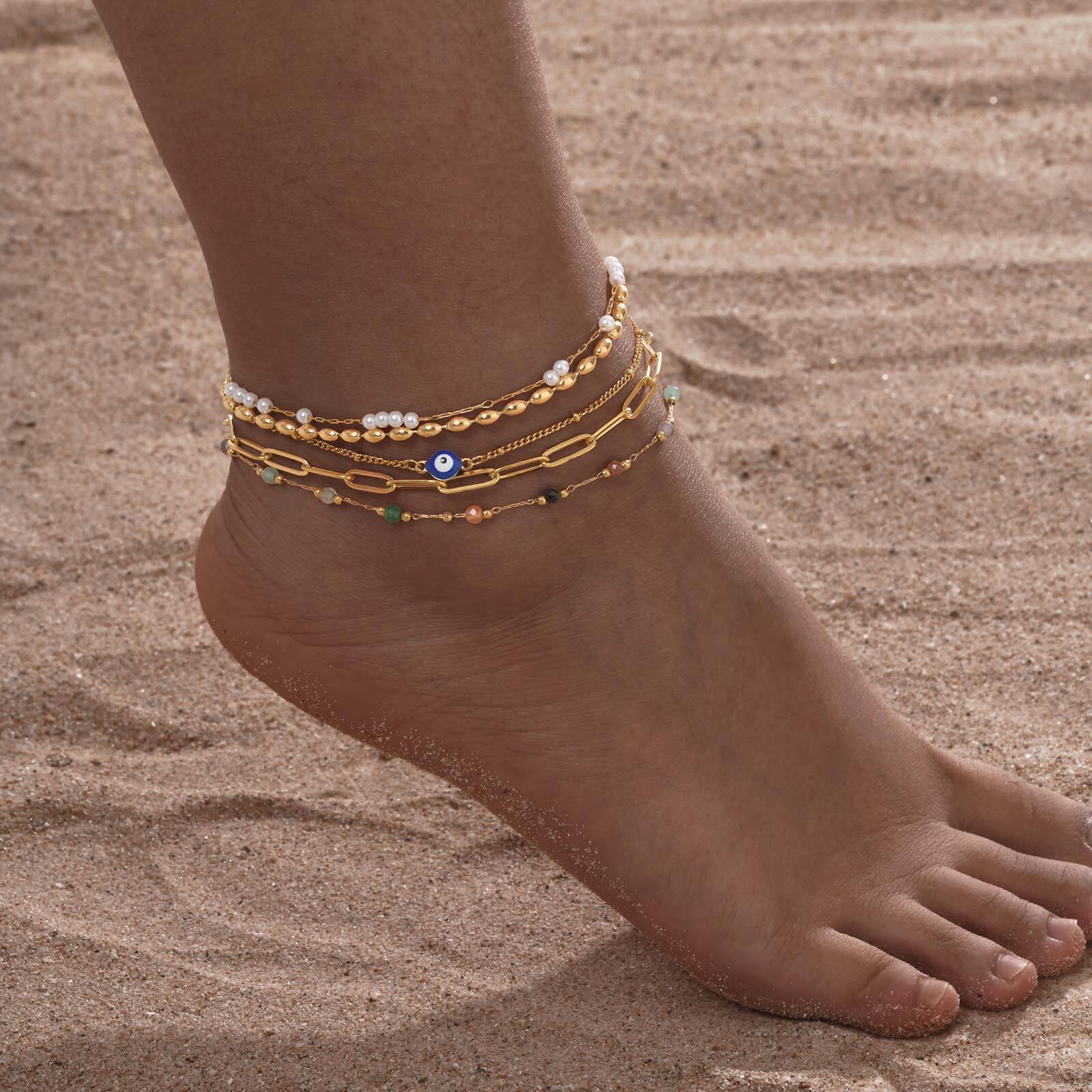 Jc Jewelry & Watches Reviews - Bracelet de cheville en couches plaqué